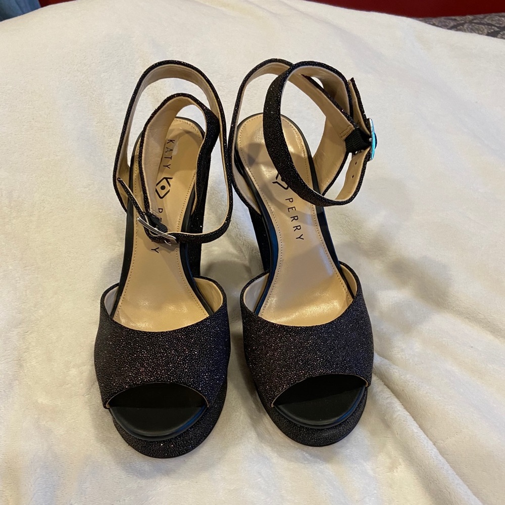 Katy Perry Open-toe Sparkle Heels; Sz. 9